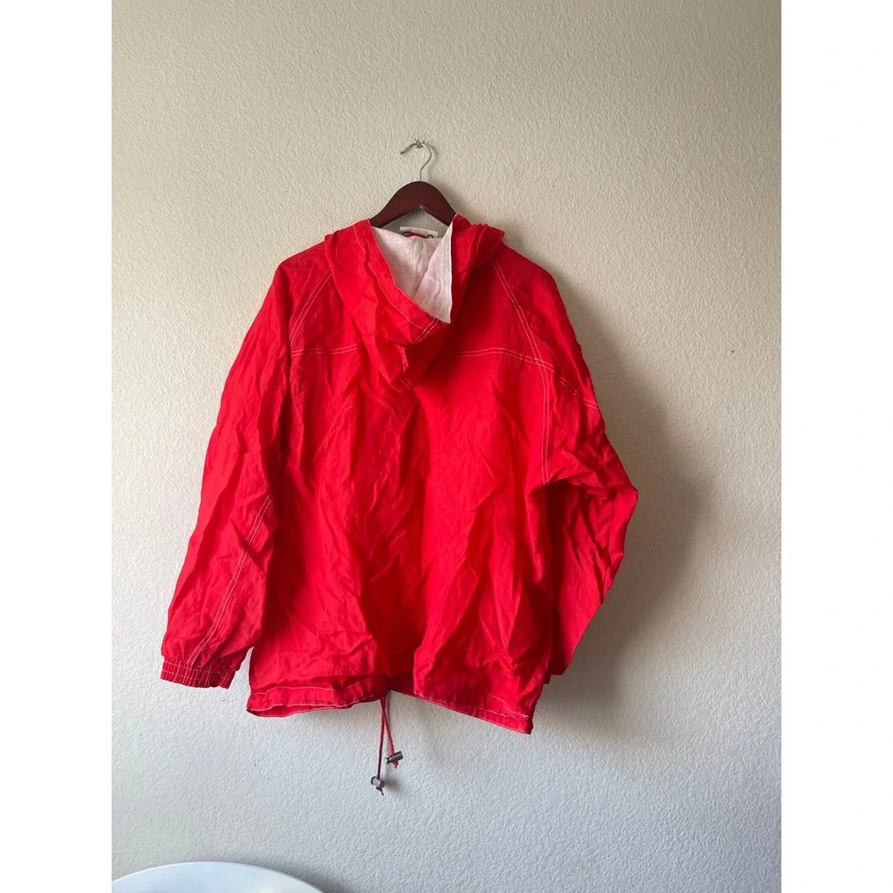 Vintage College Spirit Wisconsin Badgers Red Windbreaker Jacket Hooded Mens XL